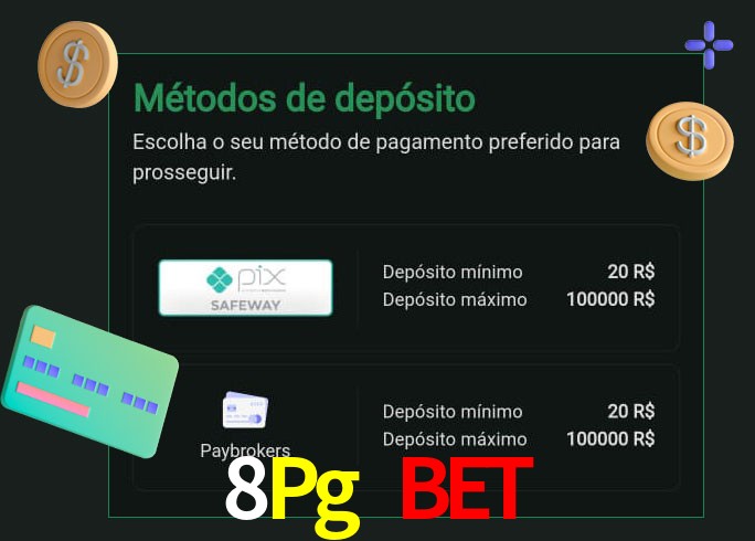 O cassino 8Pg Bet oferece uma grande variedade de métodos de pagamento